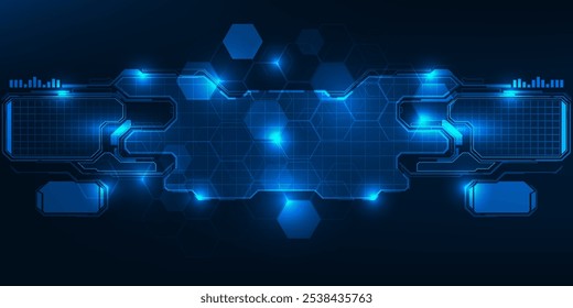 Quadro futurista, tela, painéis, borda e janelas para head up display ou controle de painel e fundo de tecnologia.Futuro sci fi estilo de tecnologia de design de conceitos.Ilustrações vetoriais.