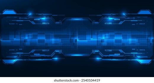 Quadro futurista, tela, painéis, borda e janelas para head up display ou controle de painel e fundo de tecnologia.Futuro sci fi estilo de tecnologia de design de conceitos.Ilustrações vetoriais.