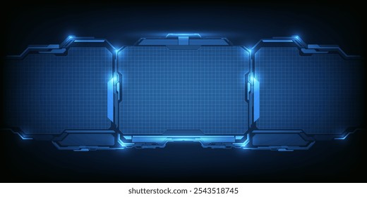 Futuristic frame,screen,panels,border and windows for head up display or dashboard control and technology background.Future sci fi tech style design concepts.Vector illustrations.