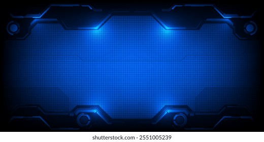 Marco futurista, pantalla, paneles, borde y ventanas para pantalla frontal o control de tablero y fondo de tecnología. Conceptos de diseño de estilo de tecnología de ciencia ficción del futuro. Ilustraciones vectoriales.