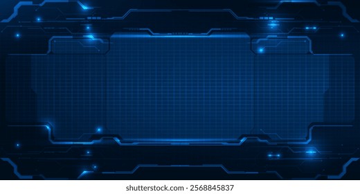 Futuristic frame,screen,panels,border and windows for head up display or dashboard control and technology background.Future sci fi tech style design concepts.Vector illustrations.