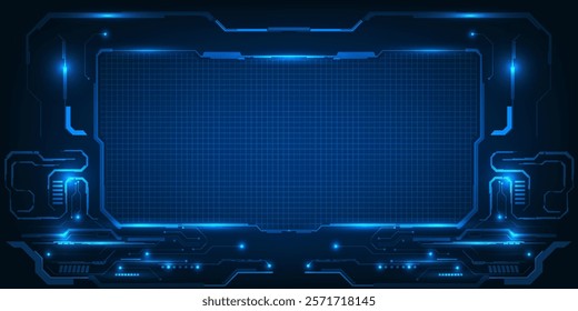 Futuristic frame,screen,panels,border and windows for head up display or dashboard control and technology background.Future sci fi tech style design concepts.Vector illustrations.