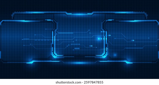 Futuristic frame,screen,panels,border and windows for head up display or dashboard control and technology background.Future sci fi tech style design concepts.Vector illustrations.