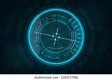 Aparato futurista al estilo HUD. Instrumentos de aviación. Aparato de interfaz de usuario futurista.  Nivel de inclinación del dispositivo. Interfaz de tablero HUD 