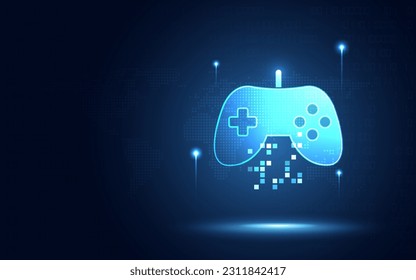 Futuristic gaming Joystick or Joypad for gamer digital transformation abstract technology background. Innovative technology and modern electronic devices and accessories concept. Vector illustration