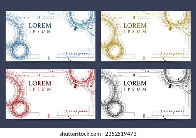 futuristic gear abstract poster or card frame cover vector illustration set 