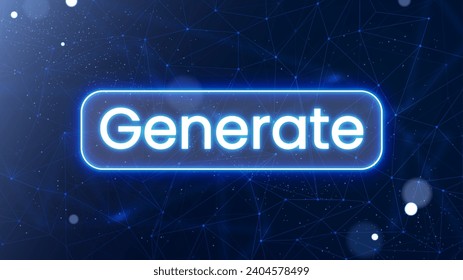 Futuristic Generate button. AI prompt illustration. High-tech background concept. Command box ready to generate