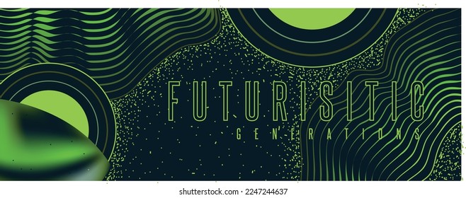 Futuristic Generations Neon Banner Design Navy Line Background Gradient Celebration web design box Banner sign template card graphic design  vector