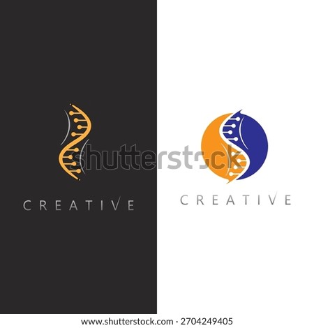 Futuristic Genetic DNA Symbol Logo Conveying Scientific Precision and Molecular Data Advancement
