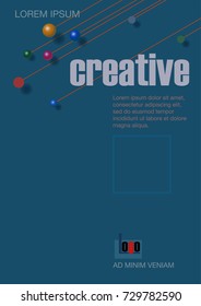 Futuristic geometric background with floating balls pattern. Cover sample for book, brochure, annual; design for website, poster, advertisement, etc. A4 size, separated elements, EPS10 vector.