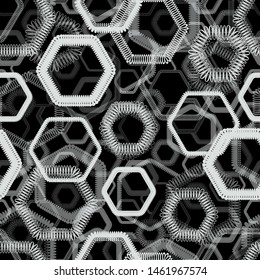 Futuristic geometric background with hexagons. Modern technology and network design. Seamless vector pattern.