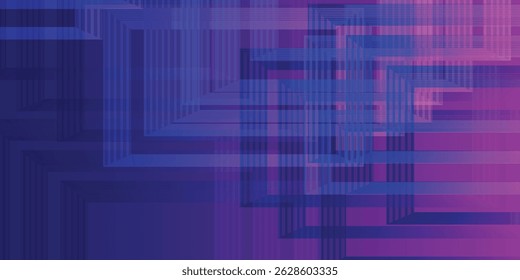 Futuristic geometric background with layered square patterns in blue and purple gradient tones. Perfect for technology, innovation, and digital-themed designs.