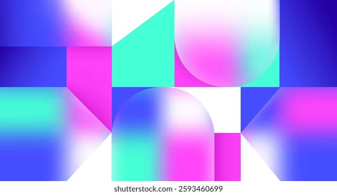 Futuristic Geometric Background with Soft Gradient Blur – Modern Holographic Glassmorphism Design for Trendy UI, Poster, Banner, and Minimalist Cover