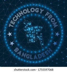 Futuristic geometric badge of the country. Technological concept. Round Bangladesh logo. Vector illustration.