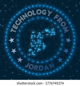 Futuristic geometric badge of the country. Technological concept. Round Jordan logo. Vector illustration.