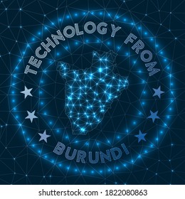 Futuristic geometric badge of the country. Technological concept. Round Burundi logo. Vector illustration.
