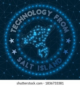 Futuristic geometric badge of the island. Technological concept. Round Salt logo. Vector illustration.