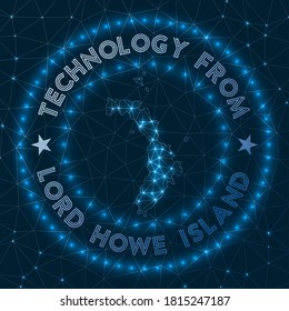 Tecnología De La Isla Lord Howe. Bandera geométrica futurista de la isla. Concepto tecnológico. Logo de Round Lord Howe. Ilustración vectorial.