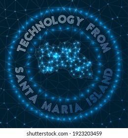 Futuristic geometric badge. Technological concept. Round Santa Maria Island logo. Vector illustration.