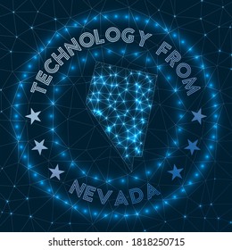 Futuristic geometric badge of the US state. Technological concept. Round Nevada logo. Vector illustration.