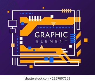 Futuristic geometric banner. Modern technology banner in cyberpunk style. Futuristic hi-tech badge