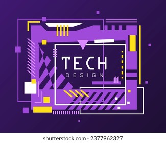Futuristische geometrische Banner. Modernes Technologie-Banner im Cyberpunk-Stil. Futuristisches Hightech-Badge