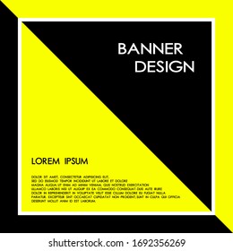 Futuristic Geometric Banner, Yellow Black Design Vector Background