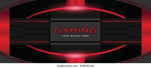 Futuristic geometric black and red gaming background with modern esport shapes. Vector design template technology concept can use element game banner, sport poster, cyber wallpaper, web streaming