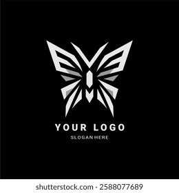 A futuristic, geometric butterfly logo with sharp, angular lines. Ideal for tech branding, esports, digital businesses, and modern fashion. Represents transformation, elegance, and innovation.