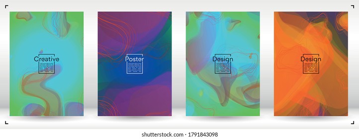 Futuristic Geometric Cover Design with Gradient and Abstract Lines, Figures for your Business.  Page Fluid Rainbow Poster Design, Gradient Effect for Dj Party.