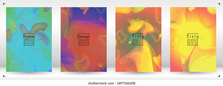 Futuristic Geometric Cover Design with Gradient and Abstract Lines, Figures for your Business.  Placard Fluid Rainbow Poster Design, Gradient Effect for Event.