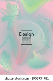 Futuristic Geometric Cover Design with Gradient and Abstract Lines, Figures for your Business.  Leaflet Fluid Rainbow Poster Design, Gradient Effect for Dj Party.