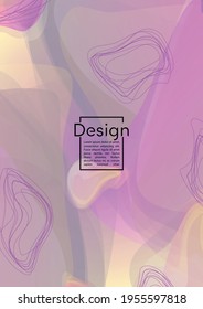 Futuristic Geometric Cover Design with Gradient and Abstract Lines, Figures for your Business.  Layout Fluid Rainbow Poster Design, Gradient Effect for Dj Party.