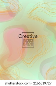 Futuristic Geometric Cover Design with Gradient and Abstract Lines, Figures for your Business.  Page Fluid Rainbow Poster Design, Gradient Effect for Disco Party.