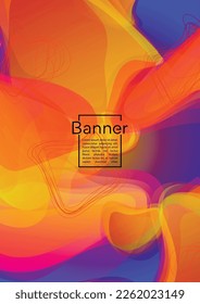 Futuristic Geometric Cover Design with Gradient and Abstract Lines, Figures for your Business.  Leaflet Fluid Rainbow Poster Design, Gradient Effect for Branding.