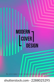 Futuristic Geometric Cover Design with Gradient and Abstract Lines, Figures for your Business. Catalog Fluid Rainbow Poster Design, Gradient Effect for Music Festival.