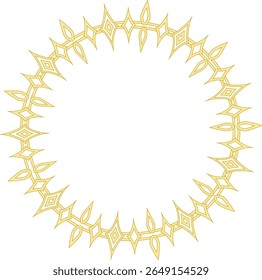 A futuristic geometric decorative frame in a golden style that also retains classical elements.