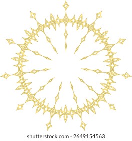 A futuristic geometric decorative frame in a golden style that also retains classical elements.
