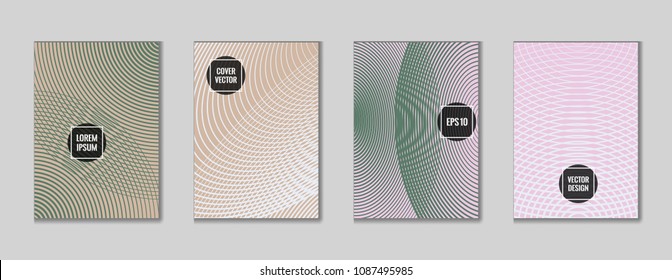 Futuristic geometric design title page background. Cool tile journal header page set. First page minimal vector for personal notebook, dairy or notepad.