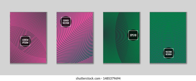 Futuristic geometric design title page vector. Cool template journal header page set. First page minimal illustration for school notebook, dairy or notepad.