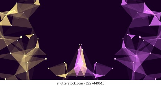 Futuristic geometric double data flow background with connecting dots and lines. Abstract digital background. Big data complex with connections. Vector illustration.