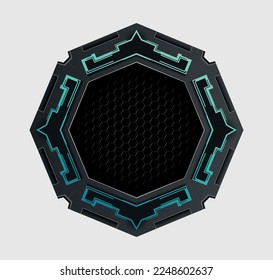 Marco geométrico futurista con espacio de copia. Elemento vector para el diseño de la tecnología Sci-Fi.