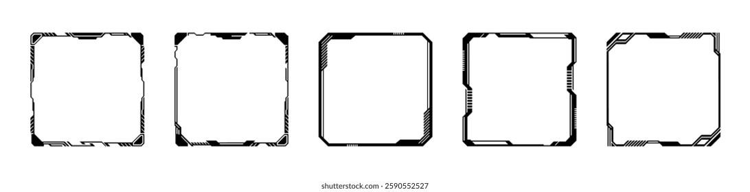 Futuristic Geometric Frame Designs Vector Collection