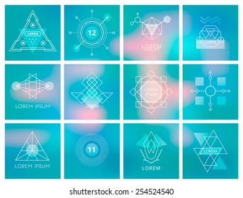 Futuristic Geometric Hipster Elements and Logos. Vector illustration.