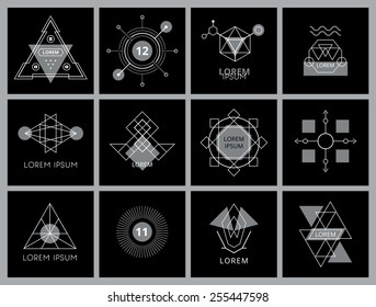 Futuristic Geometric Hipster Elements and Logos. Vector illustration.