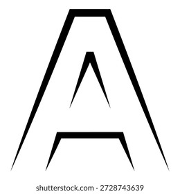 Letra Geométrica Futurista A Logo, letra A preta angular com linhas nítidas