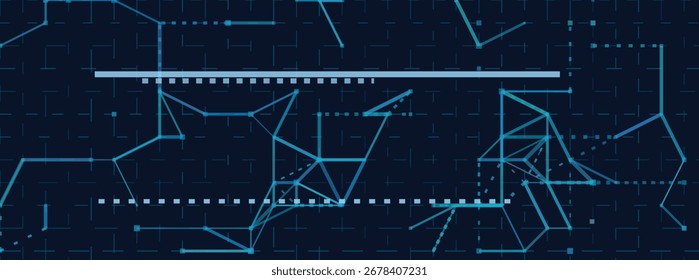Líneas geométricas futuristas y nodos sobre fondo oscuro de tecnología.