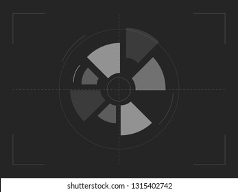 Futuristic geometric lines, shapes and circles on a dark grey background