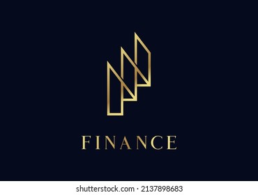 Futurista geométrico Lujo barra de grafo de oro diseño de logotipo de finanzas