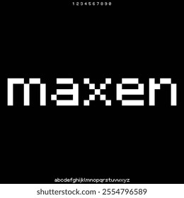 futuristic geometric modern font vector set